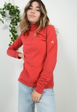 Vintage Adidas Roll Neck Top in Red