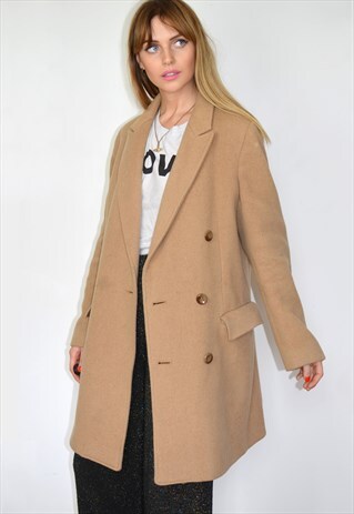 VINTAGE 70S CAMEL BROWN WOOL & CASHMERE COAT