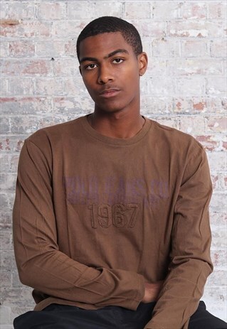 VINTAGE RALPH LAUREN LOGO LONGSLEEVE T-SHIRT BROWN