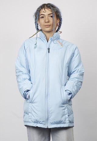 VINTAGE 90'S ADIDAS LONGLINE BABY BLUE PUFFER JACKET