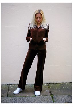 Velour Tracksuits With Long Sleeves (Brown)