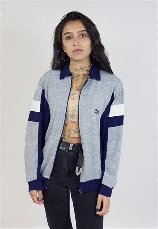 VINTAGE PUMA 90'S GREY/NAVY SPORTS JACKET