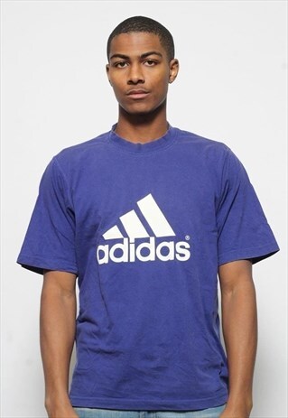 VINTAGE ADIDAS BIG LOGO T-SHIRT BLUE