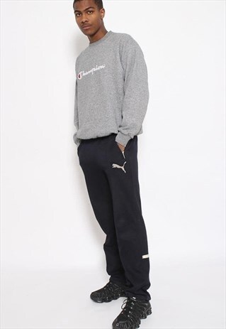 VINTAGE PUMA TRACK BOTTOMS TROUSERS NAVY BLUE