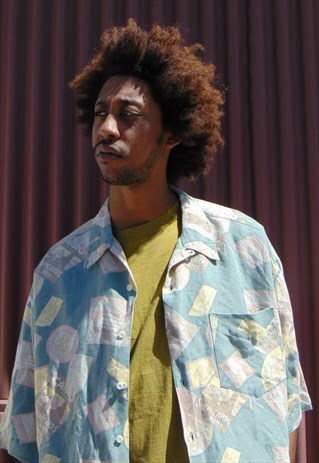 90S DOES 50S SOUVENIR LINEN BLEND CAMP SHIRT XXL