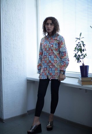 VINTAGE 80'S MULTI COLOUR LONG SLEEVED SHIRT
