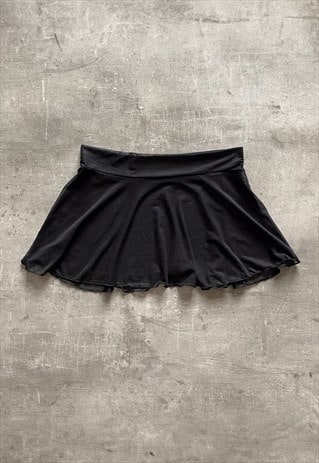 Preloved sheer black mini ruffle skirt
