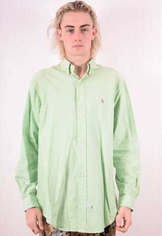 RALPH LAUREN MENS VINTAGE SHIRT LARGE GREEN 90S
