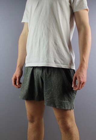 VINTAGE CHAMPION SWEATSHORTS IN GREY WITH POCKETS AND PRINTE