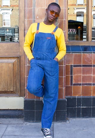 VINTAGE STRIPED DENIM DUNGAREES