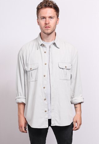 VINTAGE CORDUROY CORD SHIRT GREY