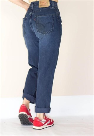 VINTAGE 80'S 501 BLACK/BLUE BUTTON FLY GUY FIT JEANS