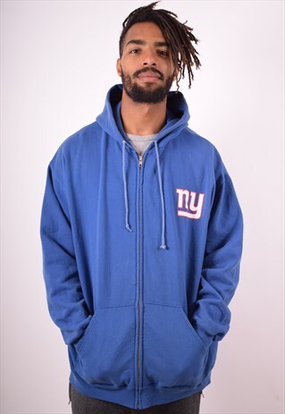 NFL MENS VINTAGE NY GIANTS HOODIE JACKET XXL BLUE 90S