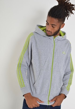 VINTAGE ADIDAS ZIP UP 90'S HOODIE GREY