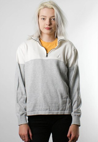 NAUTICA EMBROIDERED LOGO SWEATSHIRT 1/4 ZIP