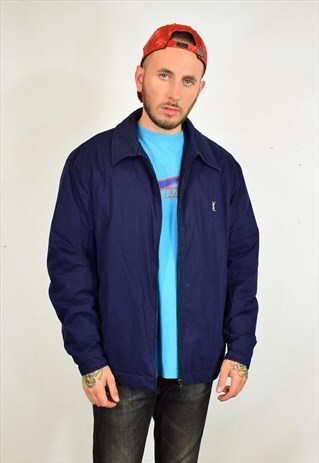 VINTAGE 90S YVES SAINT LAURENT BLUE HARRINGTON JACKET