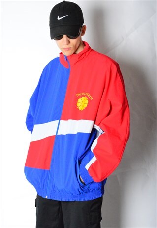 VINTAGE 90S COLOUR BLOCK SHELL TRACK JACKET