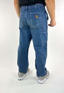 Vintage Blue Carhartt Cargo Carpenter Trousers Pants Jeans