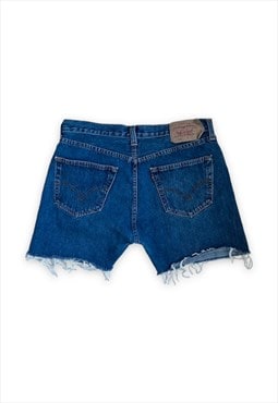Vintage Levis denim shorts blue raw hem reworked 501