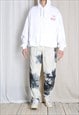 Y2K REWORKED GREY BEIGE TIE DYE PLEATED CHINOS PANTS