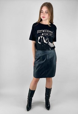 80's Vintage Black Soft Leather Unworn Pencil Ladies Skirt