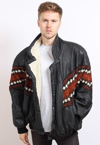VINTAGE AZTEC NAVAJO FLEECE LINED JACKET