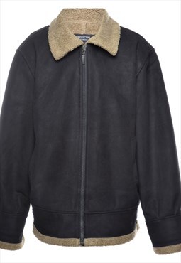 Beyond Retro Vintage Black Faux Shearling Jacket - L