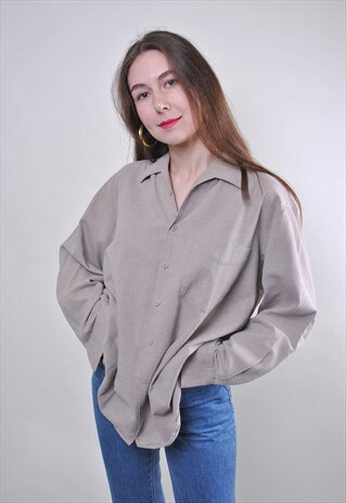 GREY MINIMALIST WOMAN OVERSIZE COTTON SHIRT