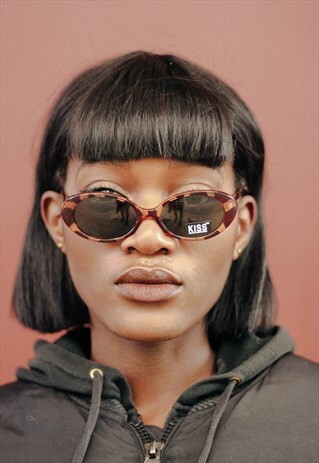 VINTAGE BROWN OVAL SUNGLASSES FESTIVAL SUMMER