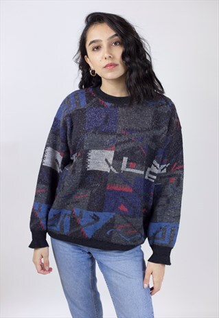 VINTAGE 90'S PATTERNED WOOLEN JUMPER