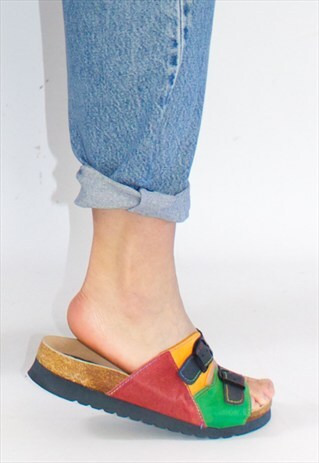 VINTAGE COLOUR BLOCK SUEDE SANDALS