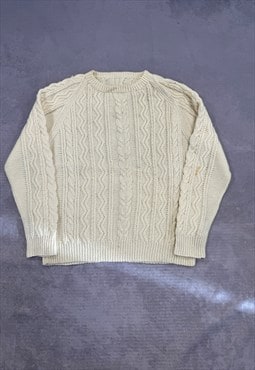 Vintage Knitted Jumper Cable Knit Patterned Chunky Sweater