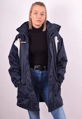 LOTTO WOMENS VINTAGE PADDED JACKET LARGE NAVY BLUE 90S