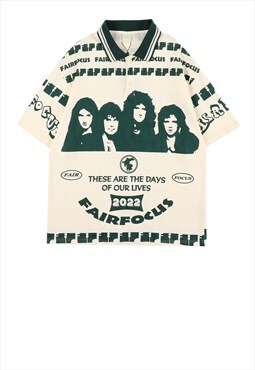 The Beatles group print shirt rock top in green