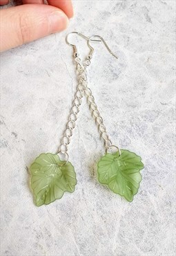 Frosted Acrylic Leaf Chain Earrings