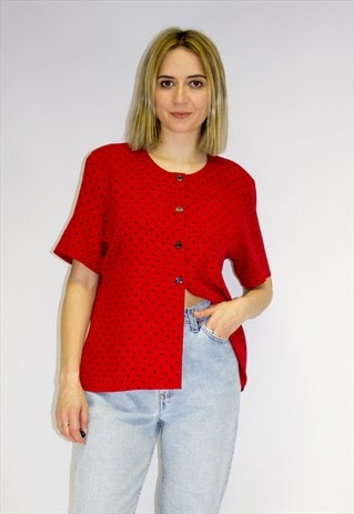 VINTAGE RED POLKA DOT BLOUSE