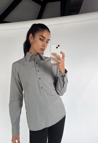Light Grey 90s Dolce & Gabbana Pinstripe Shirt