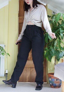 Vintage 80s high waisted black tapered trousers.