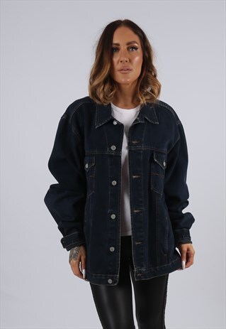 VINTAGE DENIM JACKET OVERSIZED FITTED UK 20 - 22 3XL (J3C)