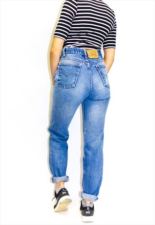 VINTAGE ORANGE TAB DISTRESSED BOYFRIEND JEANS