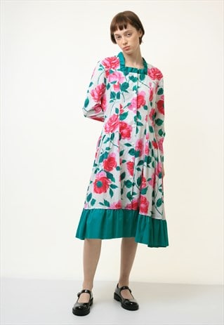 70S VINTAGE A LINE LONG SLEEVES DRESS SIZE M MEDIUM 3954