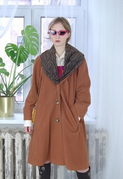 Vintage 90's glam soft tailored trench coat jacket in brown