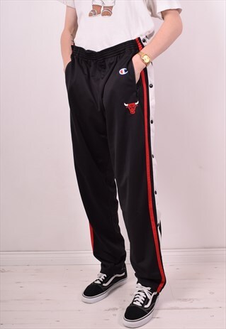 CHAMPION MENS VINTAGE TRACKSUIT TROUSERS XL BLACK 90S