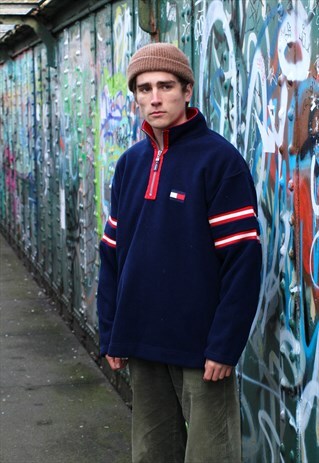 VINTAGE 90S TOMMY HILFIGER QUARTER ZIP FLEECE PULLOVER