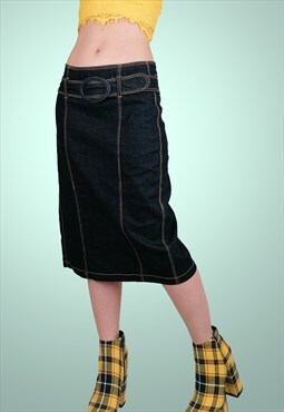CALLIOPE Vintage 90's Y2K Denim Midi Pencil Skirt