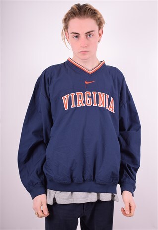 NIKE MENS VINTAGE PULLOVER JACKET XL NAVY BLUE 90'S