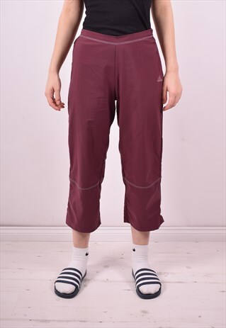 ADIDAS WOMENS VINTAGE TRACKSUIT TROUSERS W24 L21 MAROON 90'S