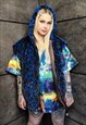 LEOPARD FLEECE JACKET RETRO DETACHABLE SLEEVES JACKET BLUE