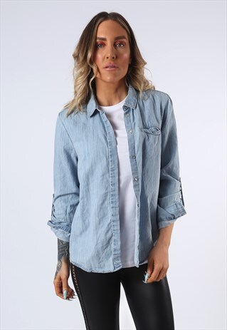 DENIM SHIRT CALVIN KLEIN OVERSIZED FITTED UK 12 (C5O)