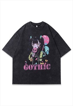 Lolita print t-shirt anime tee retro Japanese cartoon top